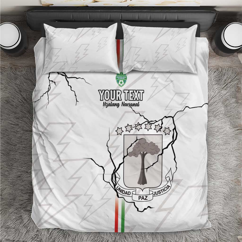 Custom Equatorial Guinea Football Bedding Set Allez Nzalang Nacional - White Version