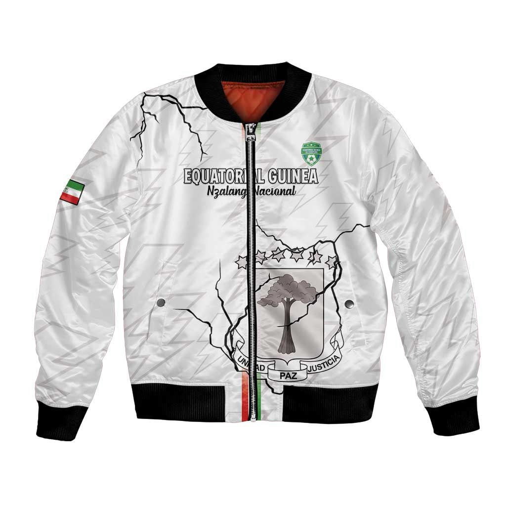 Custom Equatorial Guinea Football Bomber Jacket Allez Nzalang Nacional - White Version