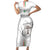 Custom Equatorial Guinea Football Family Matching Short Sleeve Bodycon Dress and Hawaiian Shirt Allez Nzalang Nacional - White Version