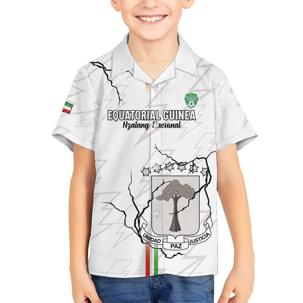 Custom Equatorial Guinea Football Kid Hawaiian Shirt Allez Nzalang Nacional - White Version