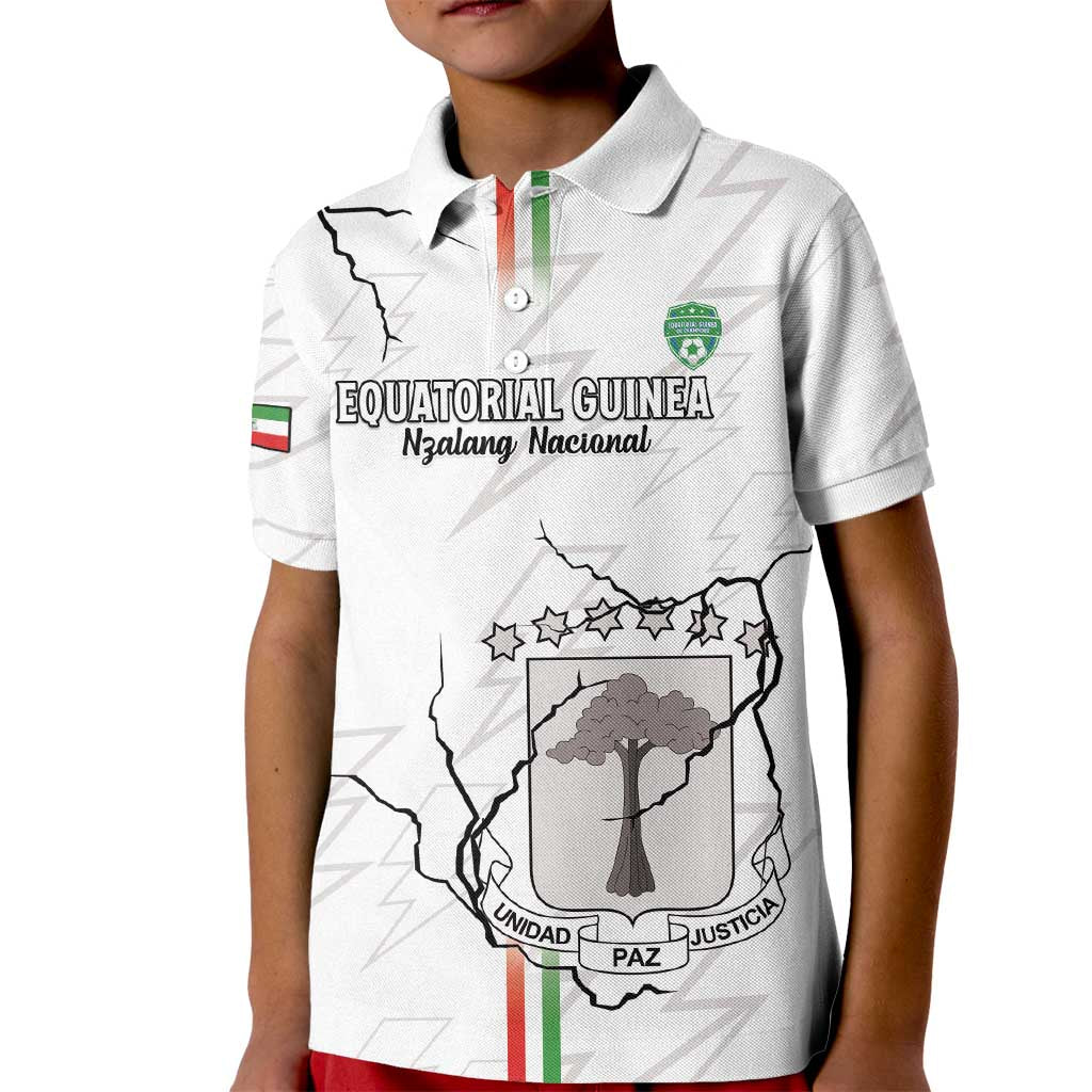 Custom Equatorial Guinea Football Kid Polo Shirt Allez Nzalang Nacional - White Version