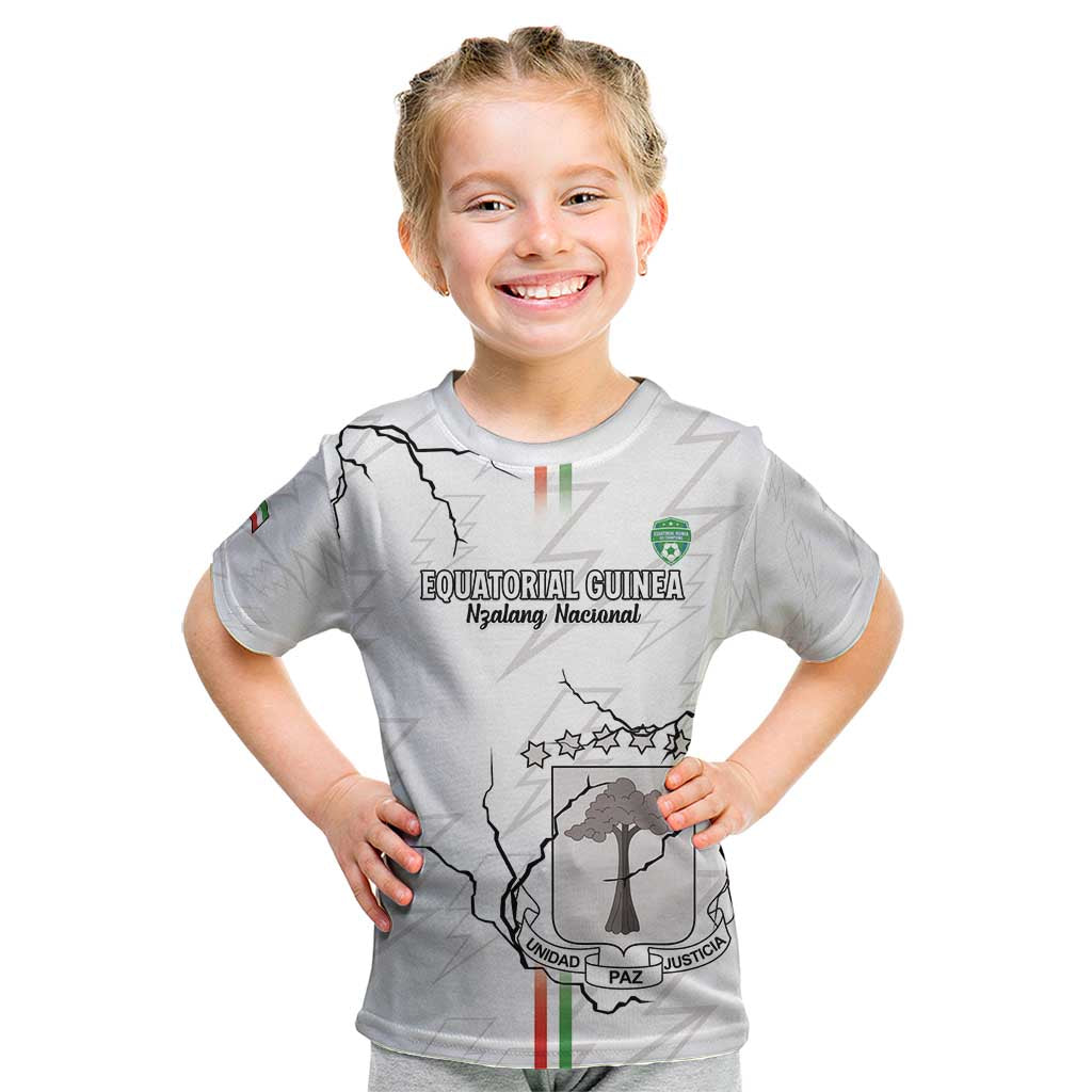 Custom Equatorial Guinea Football Kid T Shirt Allez Nzalang Nacional - White Version