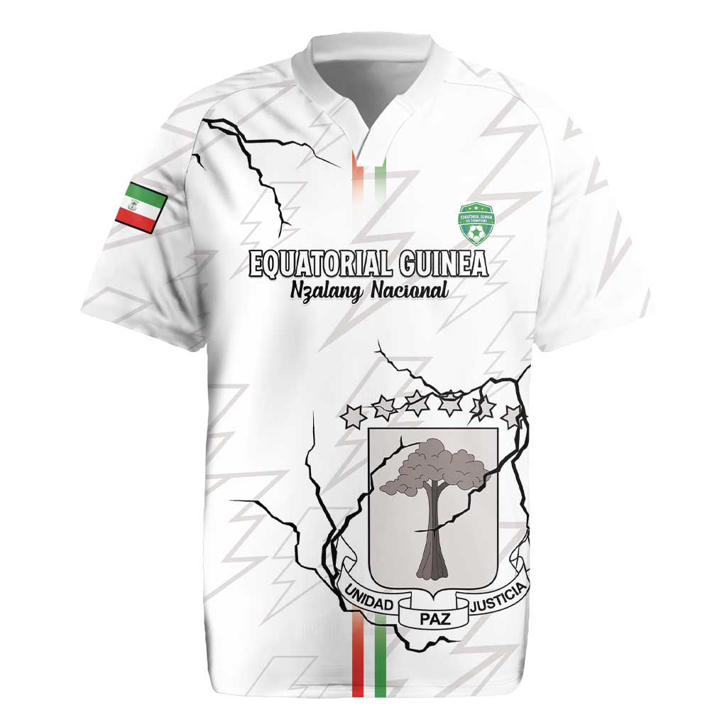 Custom Equatorial Guinea Football Rugby Jersey Allez Nzalang Nacional - White Version