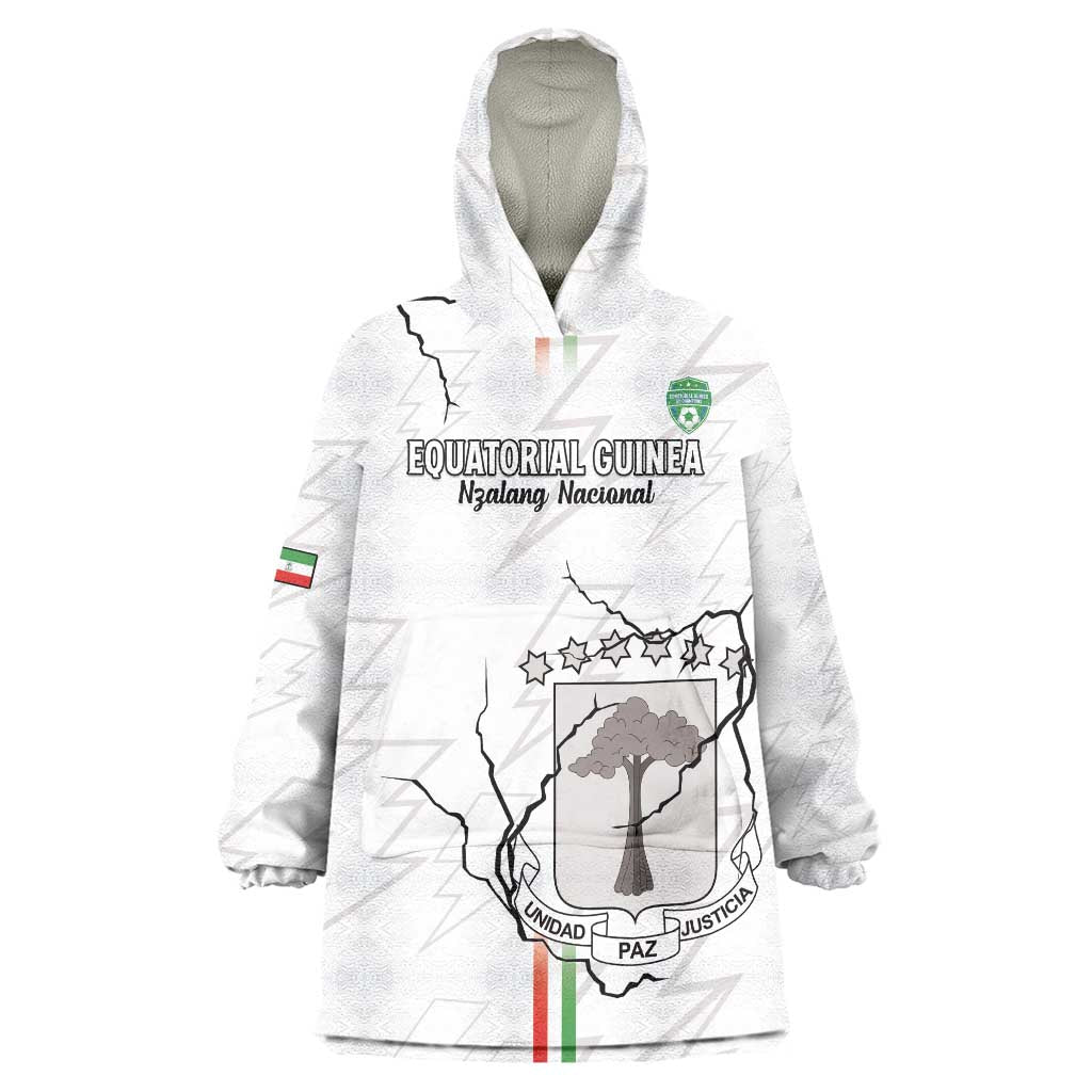 Custom Equatorial Guinea Football Wearable Blanket Hoodie Allez Nzalang Nacional - White Version