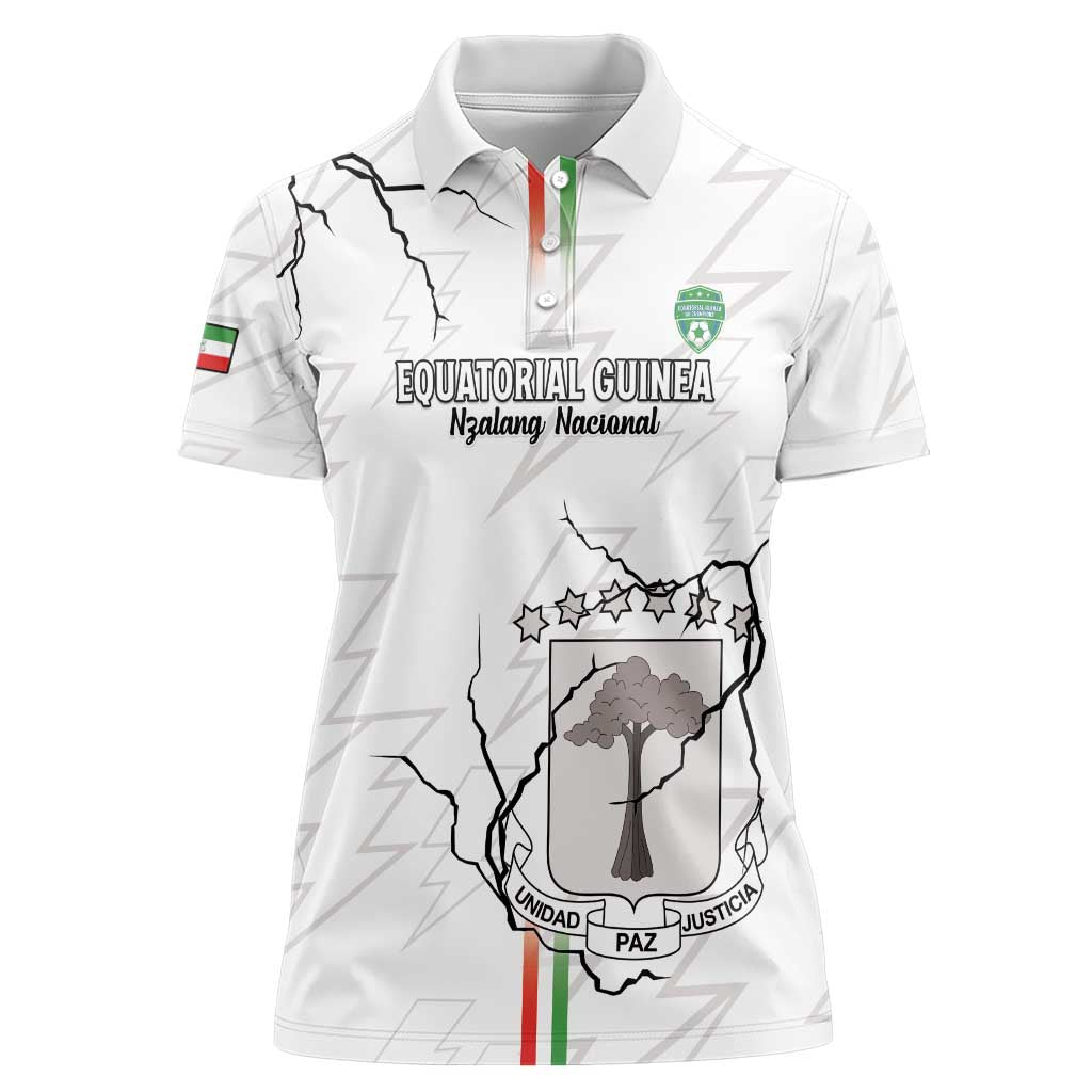 Custom Equatorial Guinea Football Women Polo Shirt Allez Nzalang Nacional - White Version