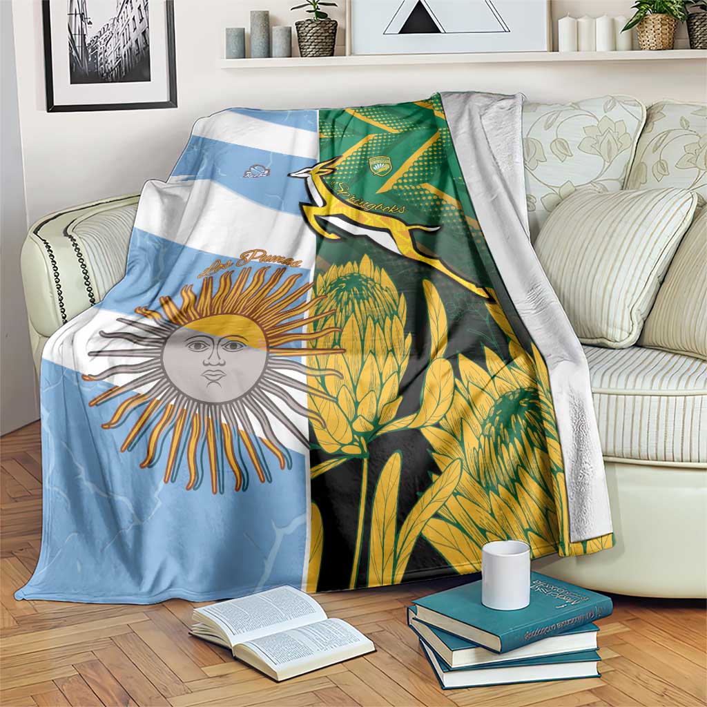 South Africa and Argentina Rugby Blanket Springboks With Los Pumas