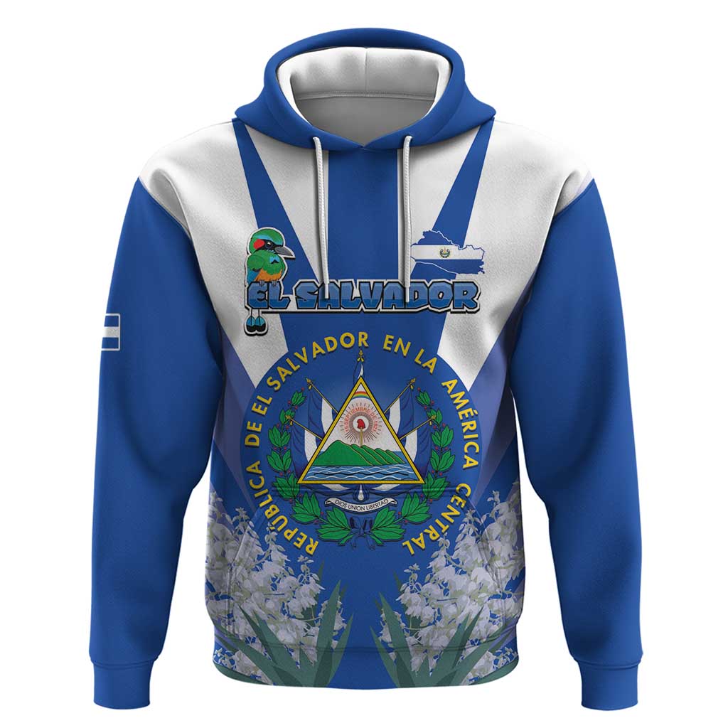 El Salvador Hoodie Turquoise-Browed Motmot With Coat Of Arms - Wonder Print Shop