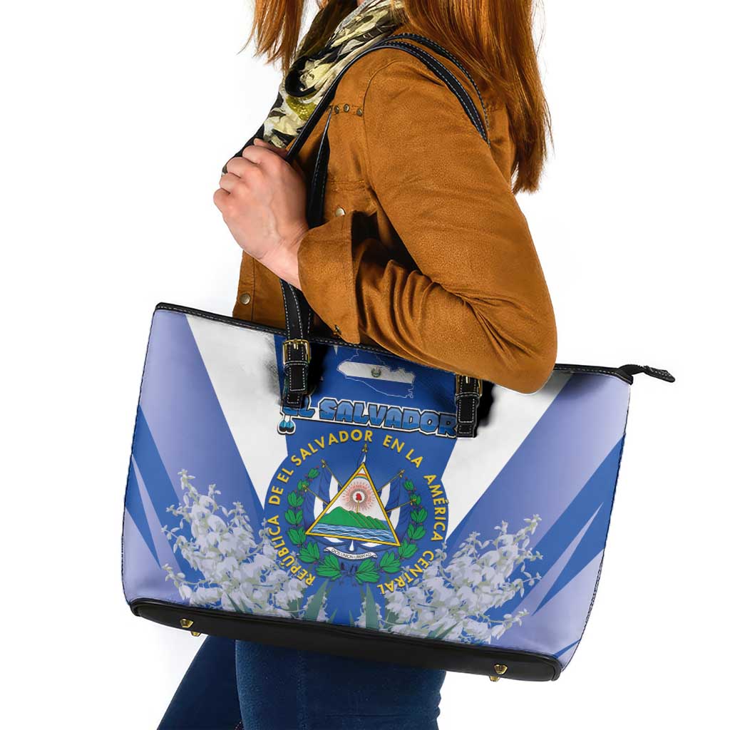 El Salvador Leather Tote Bag Turquoise-Browed Motmot With Coat Of Arms - Wonder Print Shop