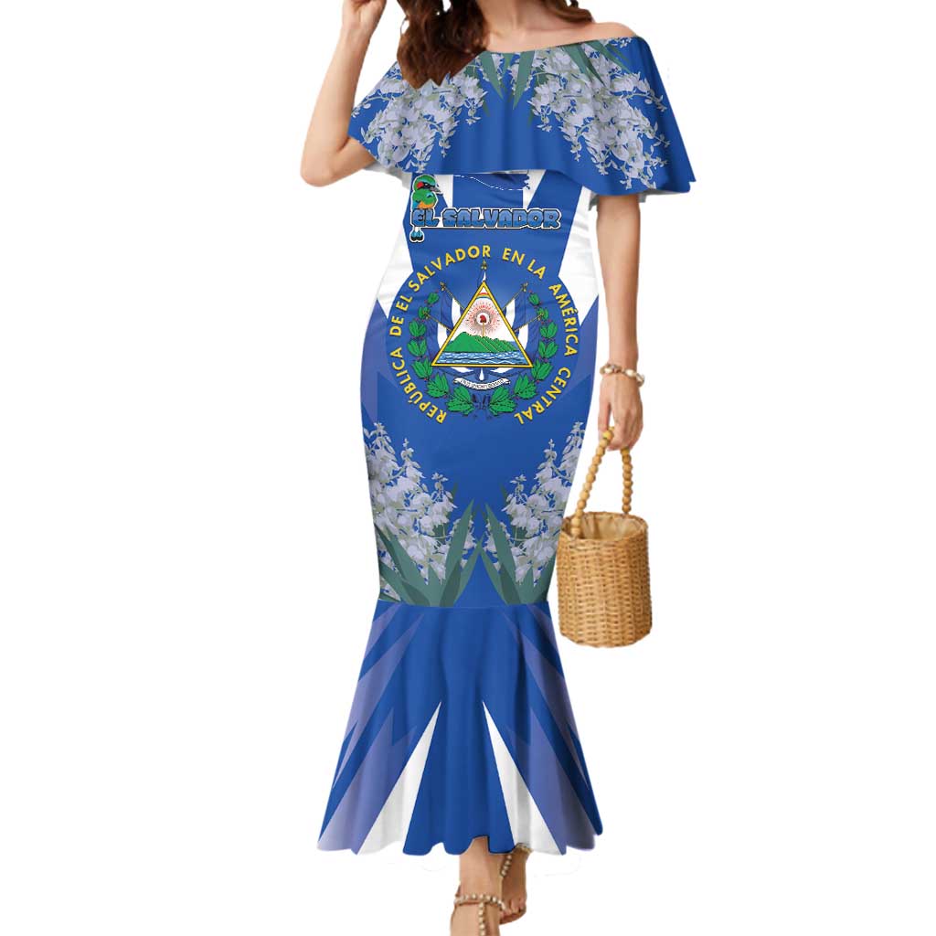 El Salvador Mermaid Dress Turquoise-Browed Motmot With Coat Of Arms - Wonder Print Shop