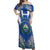 El Salvador Off Shoulder Maxi Dress Turquoise-Browed Motmot With Coat Of Arms - Wonder Print Shop