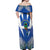 El Salvador Off Shoulder Maxi Dress Turquoise-Browed Motmot With Coat Of Arms - Wonder Print Shop