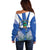 El Salvador Off Shoulder Sweater Turquoise-Browed Motmot With Coat Of Arms - Wonder Print Shop