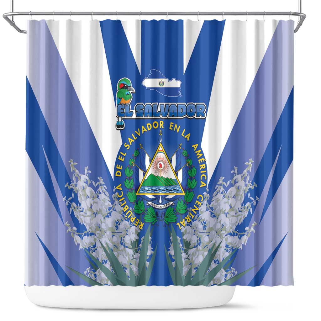 El Salvador Shower Curtain Turquoise-Browed Motmot With Coat Of Arms