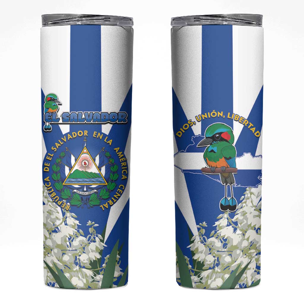 El Salvador Skinny Tumbler Turquoise-Browed Motmot With Coat Of Arms - Wonder Print Shop