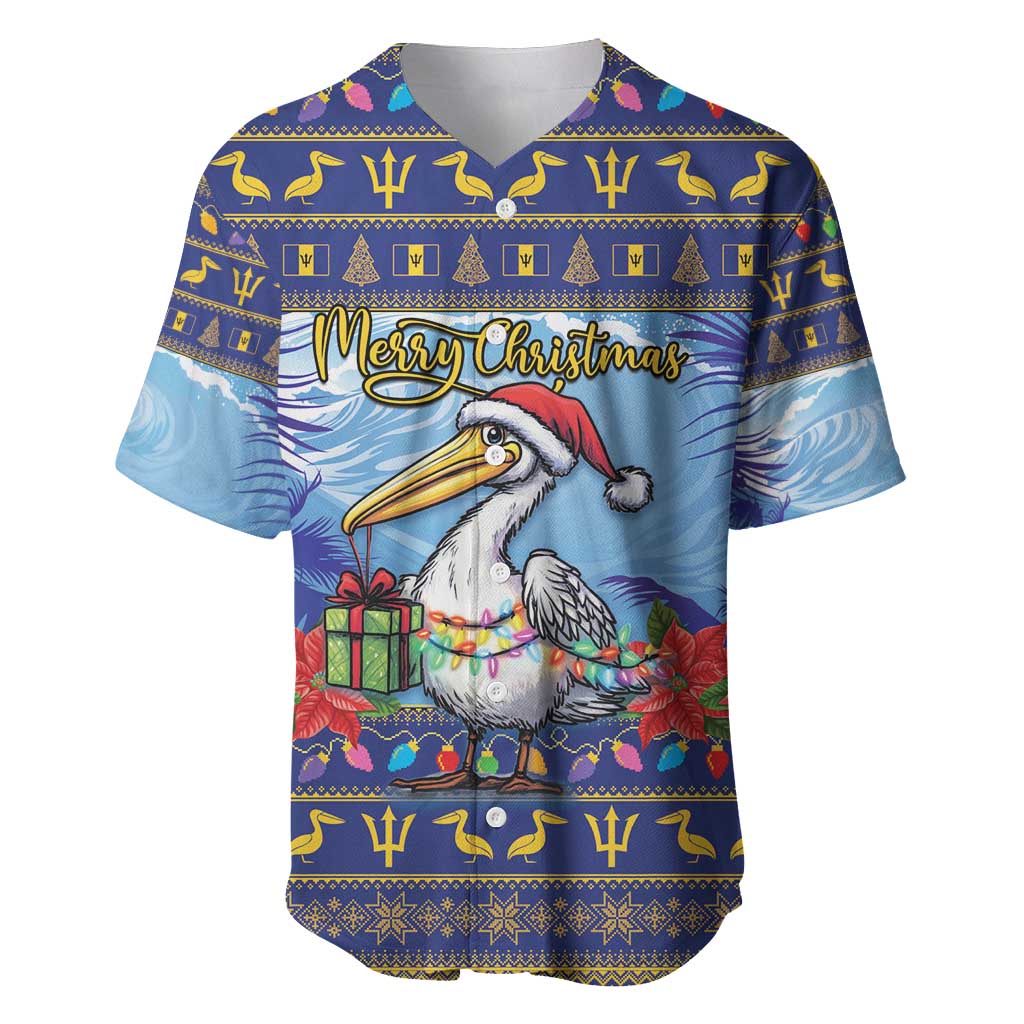 Barbados Christmas Baseball Jersey Pelican With Poinsettia - Wonder Print Shop