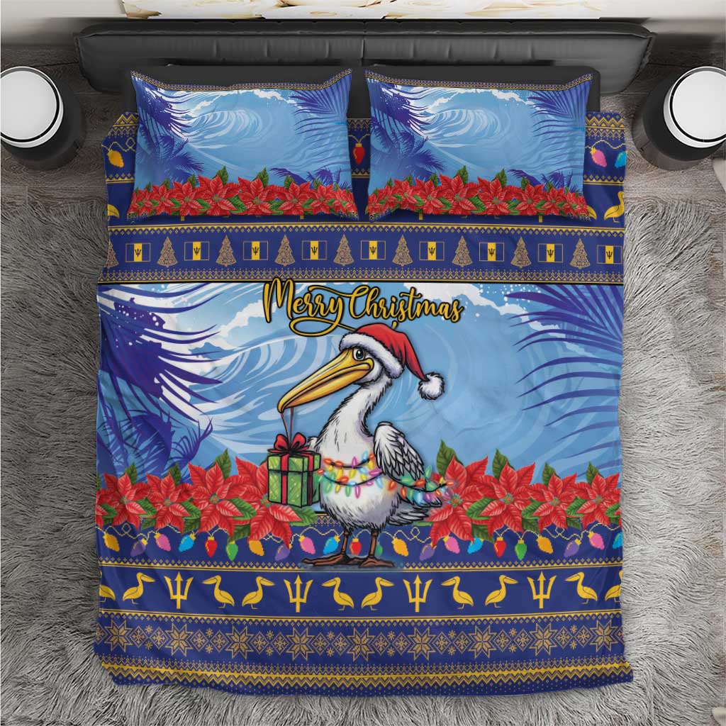 Barbados Christmas Bedding Set Pelican With Poinsettia - Wonder Print Shop