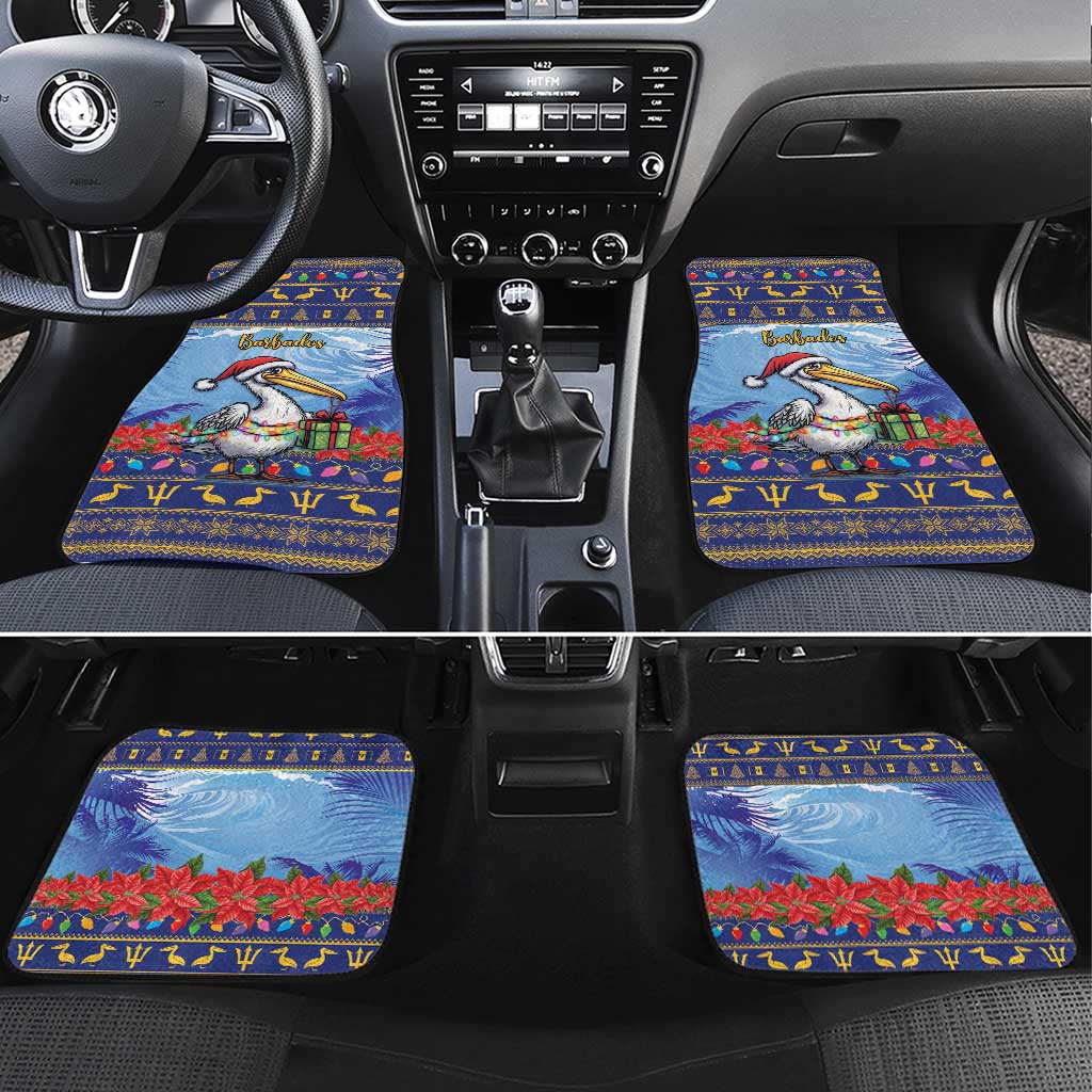 Barbados Christmas Car Mats Pelican With Poinsettia - Wonder Print Shop