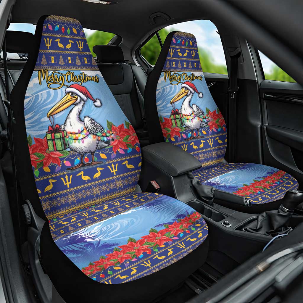 Barbados Christmas Car Seat Cover Pelican With Poinsettia - Wonder Print Shop