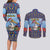 Barbados Christmas Couples Matching Long Sleeve Bodycon Dress and Long Sleeve Button Shirt Pelican With Poinsettia - Wonder Print Shop