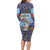 Barbados Christmas Long Sleeve Bodycon Dress Pelican With Poinsettia - Wonder Print Shop