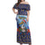 Barbados Christmas Off Shoulder Maxi Dress Pelican With Poinsettia - Wonder Print Shop