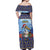 Barbados Christmas Off Shoulder Maxi Dress Pelican With Poinsettia - Wonder Print Shop