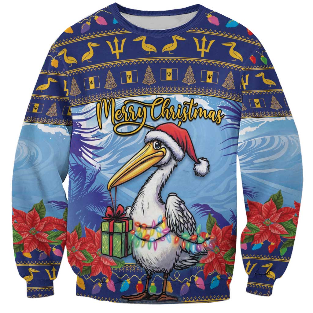 Barbados Christmas Sweatshirt Pelican With Poinsettia - Wonder Print Shop