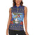 Barbados Christmas Women Sleeveless Polo Shirt Pelican With Poinsettia - Wonder Print Shop