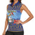 Barbados Christmas Women Sleeveless Polo Shirt Pelican With Poinsettia - Wonder Print Shop