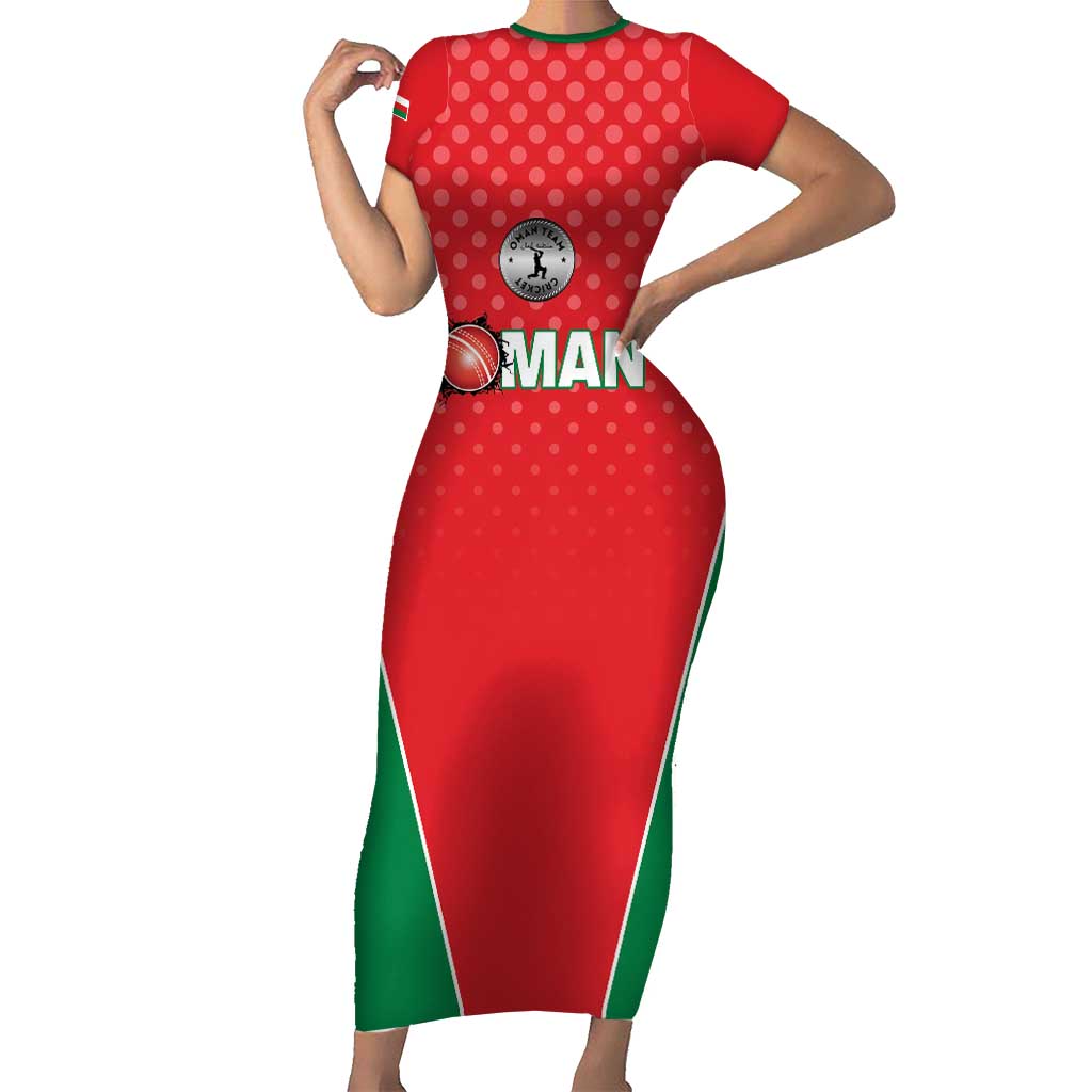 Custom Oman Cricket Short Sleeve Bodycon Dress We Are Champions - Wonder Print Shop