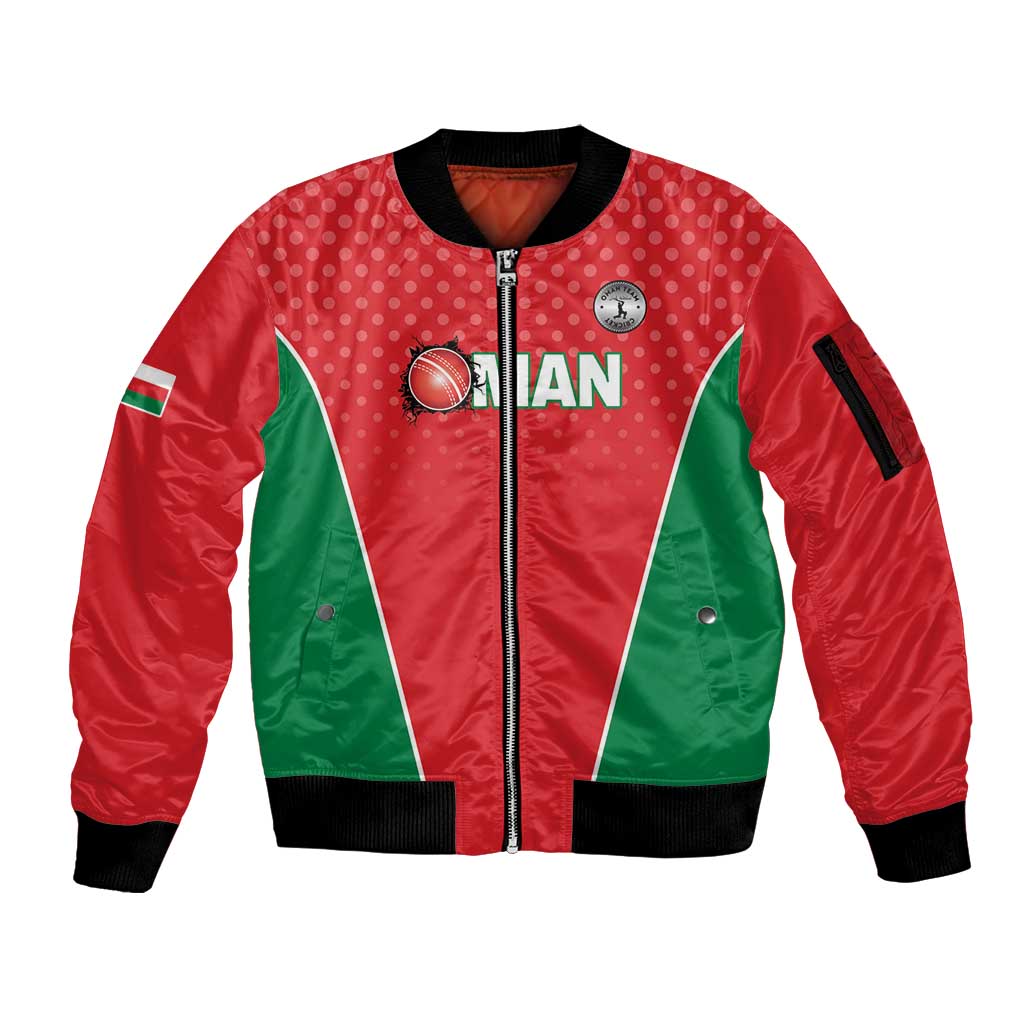 Custom Oman Cricket Sleeve Zip Bomber Jacket We Are Champions - Wonder Print Shop