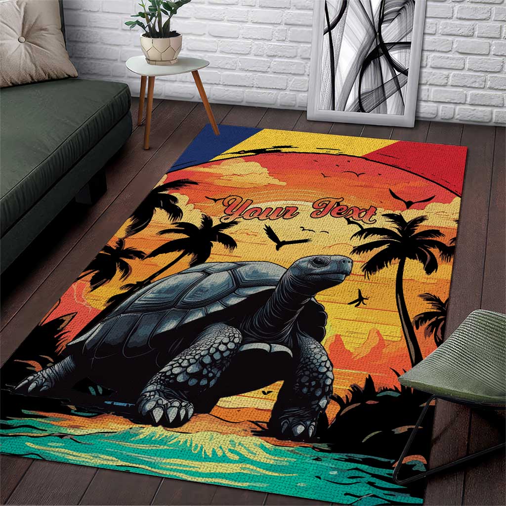 Personalised Seychelles Aldabra Giant Tortoise Area Rug Beach Sunset