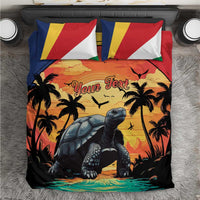 Beach tortoise bedding set with turtle artwork and “Your Text” print