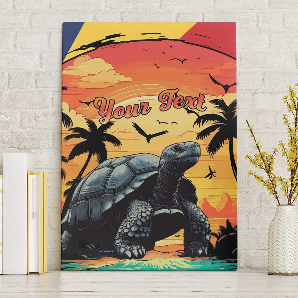 Personalised Seychelles Aldabra Giant Tortoise Canvas Wall Art Beach Sunset - Wonder Print Shop