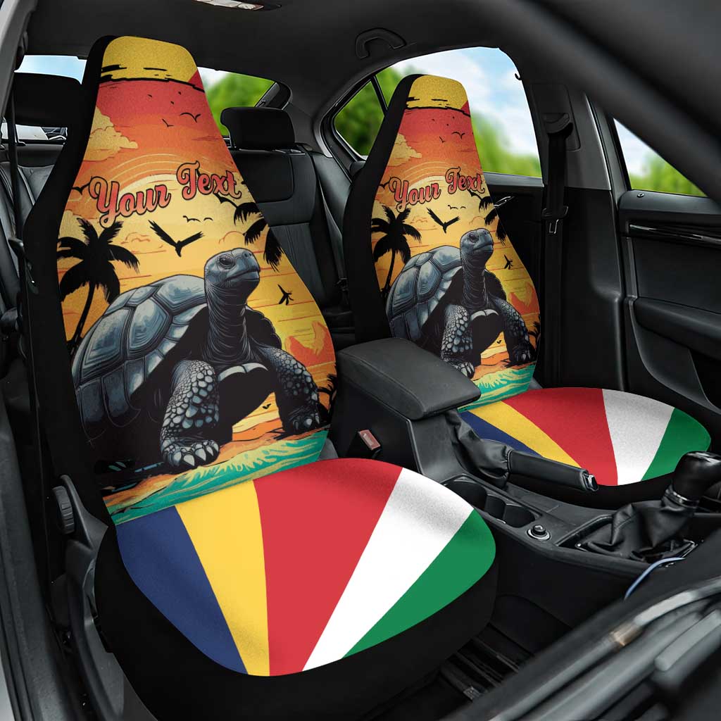 Personalised Seychelles Aldabra Giant Tortoise Car Seat Cover Beach Sunset - Wonder Print Shop