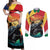 Personalised Seychelles Aldabra Giant Tortoise Couples Matching Off Shoulder Maxi Dress and Long Sleeve Button Shirt Beach Sunset - Wonder Print Shop