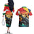 Personalised Seychelles Aldabra Giant Tortoise Couples Matching Off The Shoulder Long Sleeve Dress and Hawaiian Shirt Beach Sunset - Wonder Print Shop