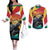 Personalised Seychelles Aldabra Giant Tortoise Couples Matching Off The Shoulder Long Sleeve Dress and Long Sleeve Button Shirt Beach Sunset