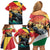 Personalised Seychelles Aldabra Giant Tortoise Family Matching Off Shoulder Short Dress and Hawaiian Shirt Beach Sunset - Wonder Print Shop