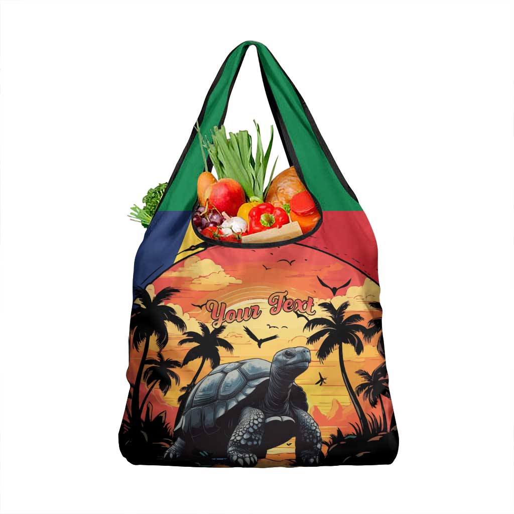 Personalised Seychelles Aldabra Giant Tortoise Grocery Bag Beach Sunset