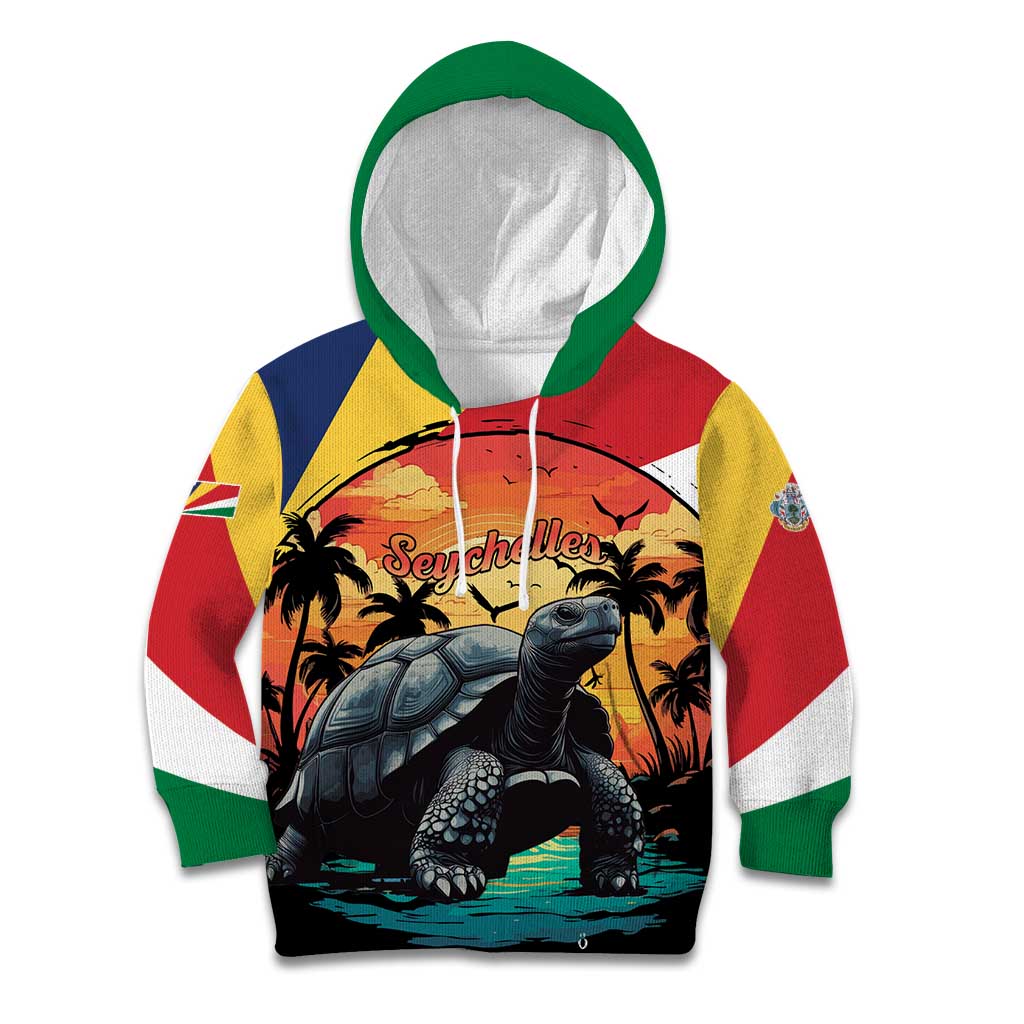 Personalised Seychelles Aldabra Giant Tortoise Kid Hoodie Beach Sunset - Wonder Print Shop