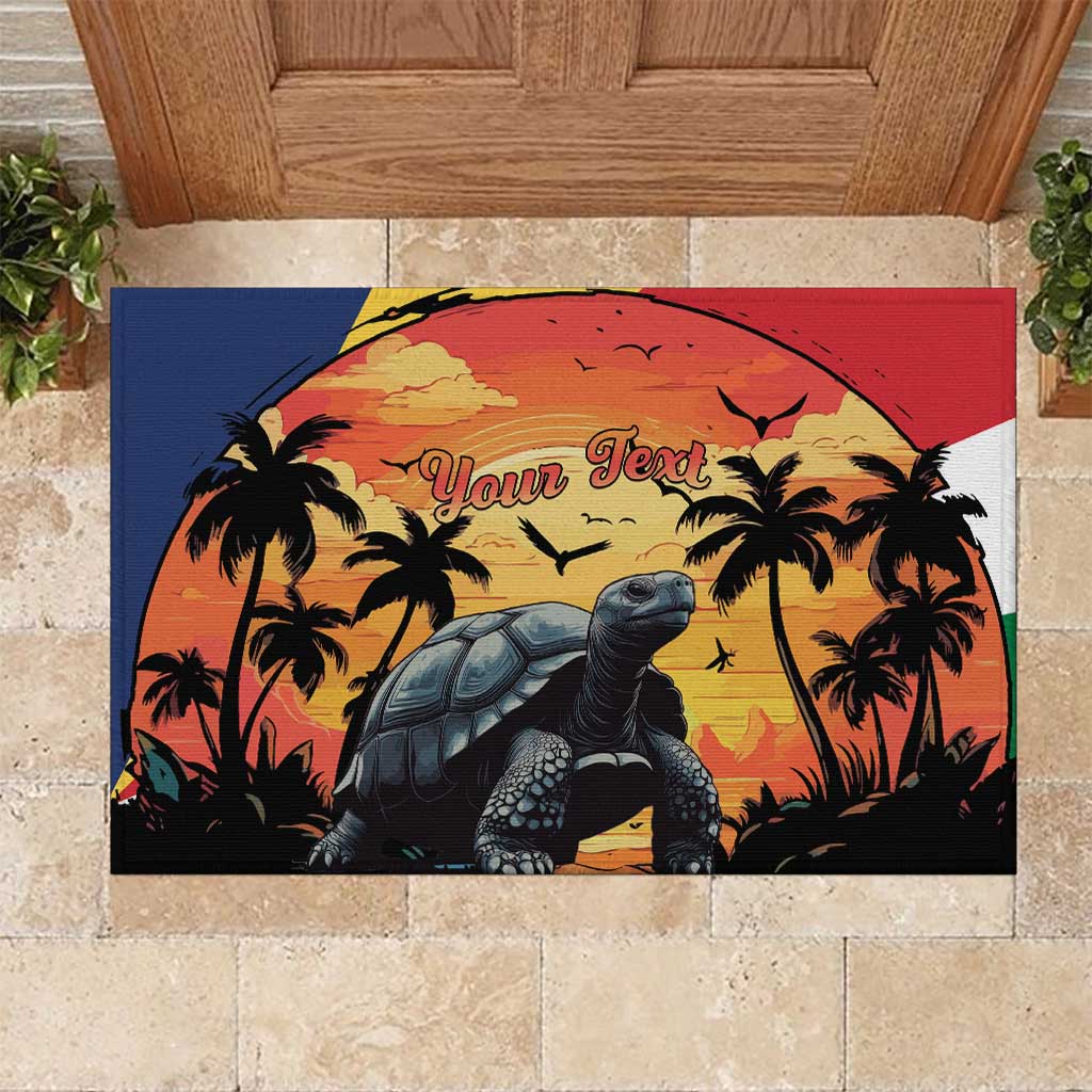 Personalised Seychelles Aldabra Giant Tortoise Rubber Doormat Beach Sunset - Wonder Print Shop