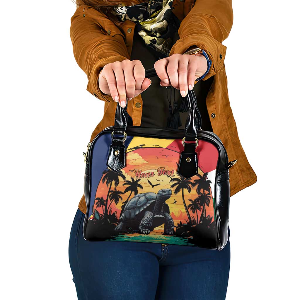 Personalised Seychelles Aldabra Giant Tortoise Shoulder Handbag Beach Sunset