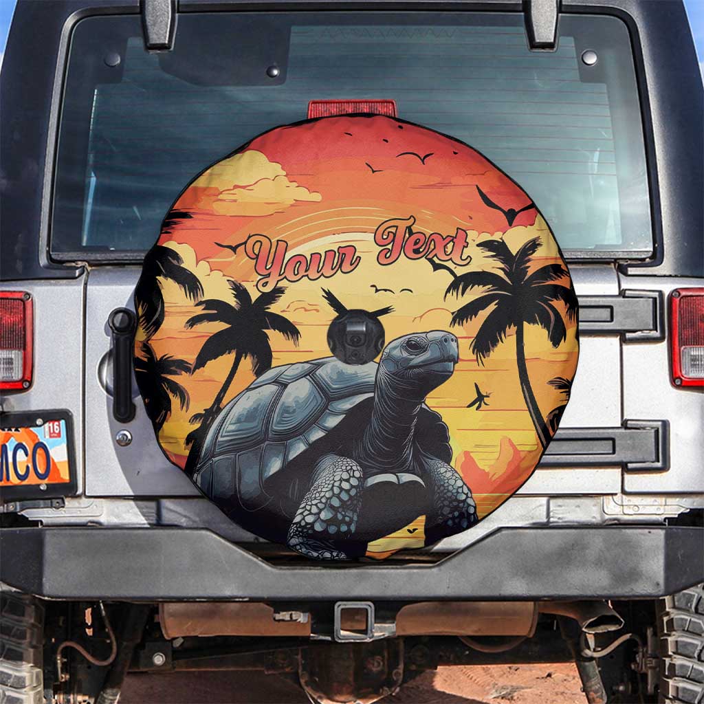 Personalised Seychelles Aldabra Giant Tortoise Spare Tire Cover Beach Sunset