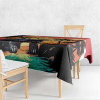 Personalized tablecloth corner view with tropical tortoise and ocean waves print