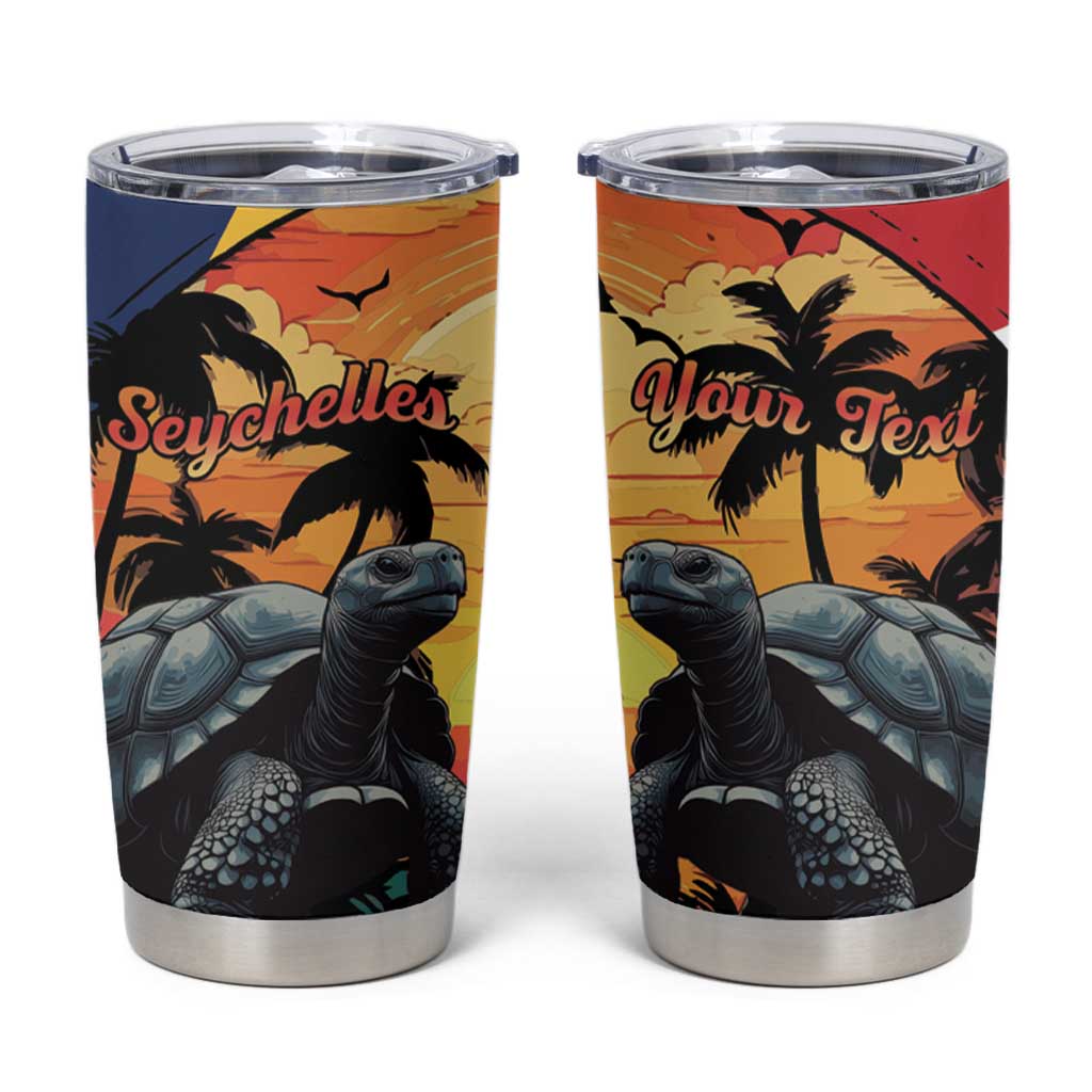 Personalised Seychelles Aldabra Giant Tortoise Tumbler Cup Beach Sunset