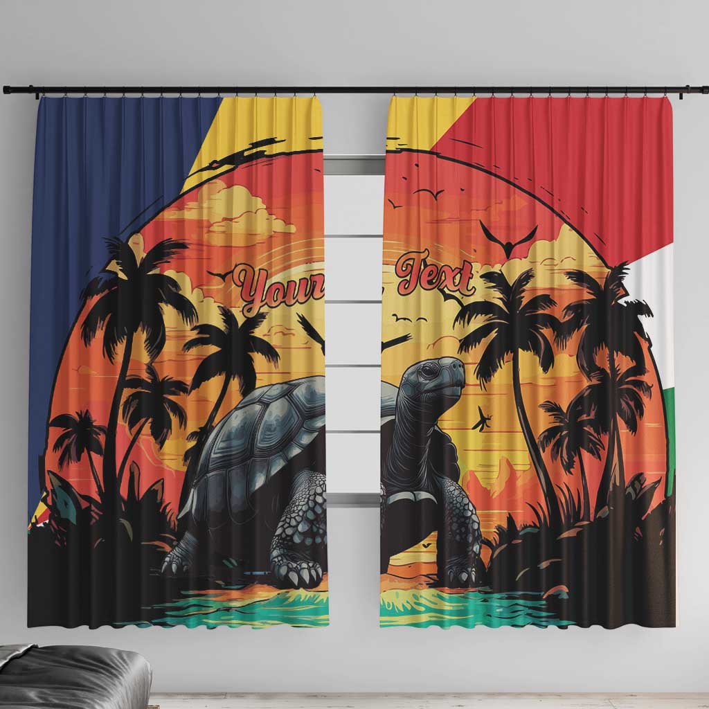 Personalised Seychelles Aldabra Giant Tortoise Window Curtain Beach Sunset - Wonder Print Shop