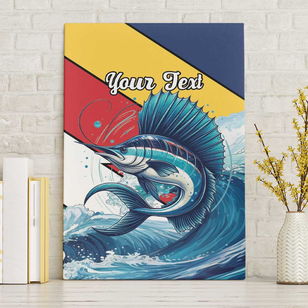 Personalised Seychelles Sailfish Canvas Wall Art With Coat Of Arms - Wonder Print Shop