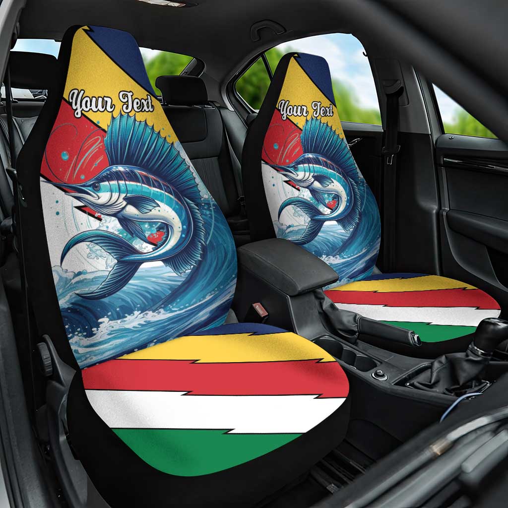 Personalised Seychelles Sailfish Car Seat Cover With Coat Of Arms - Wonder Print Shop