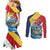 Personalised Seychelle Sailfish Couples Matching Mermaid Dress and Long Sleeve Button Shirt With Coat Of Arms